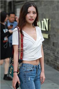极品路腰牛仔裤美女MJ374