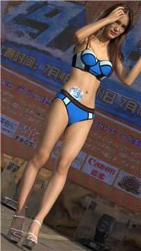 4k-身材婀娜多姿的比基尼MM，眼神会放电。
