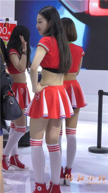 4k-车展靓丽红色短裙美女