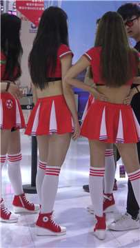 4k-车展靓丽红色短裙美女