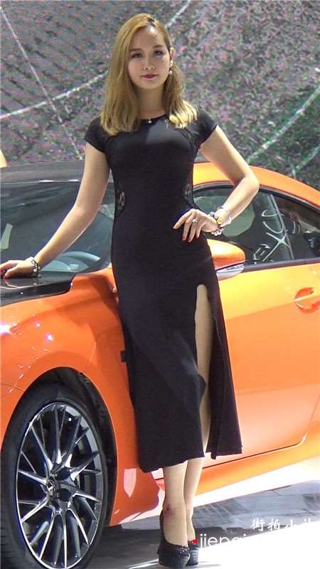 性感黑色包臀裙车展美女靓模