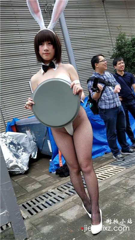 4k-性感网袜高叉女仆装兔女郎二次元美女
