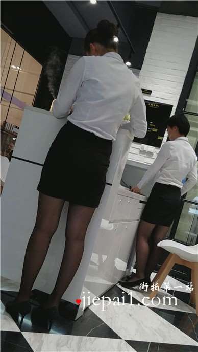 4k-黑色美腿高跟鞋OL职业装美女