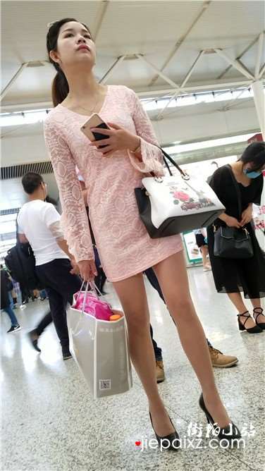 4k超清，粉色包臀裙高跟鞋丝袜美腿美女