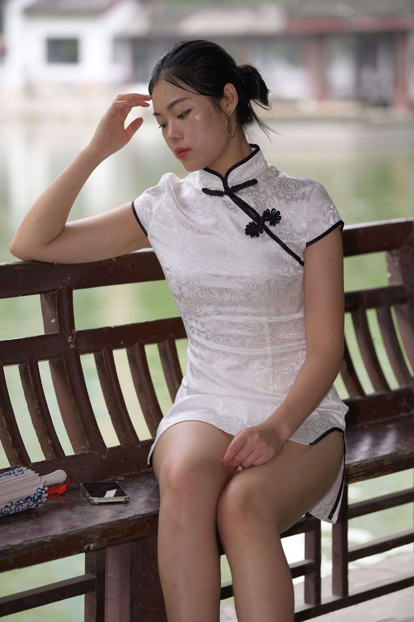 817性感白色旗袍