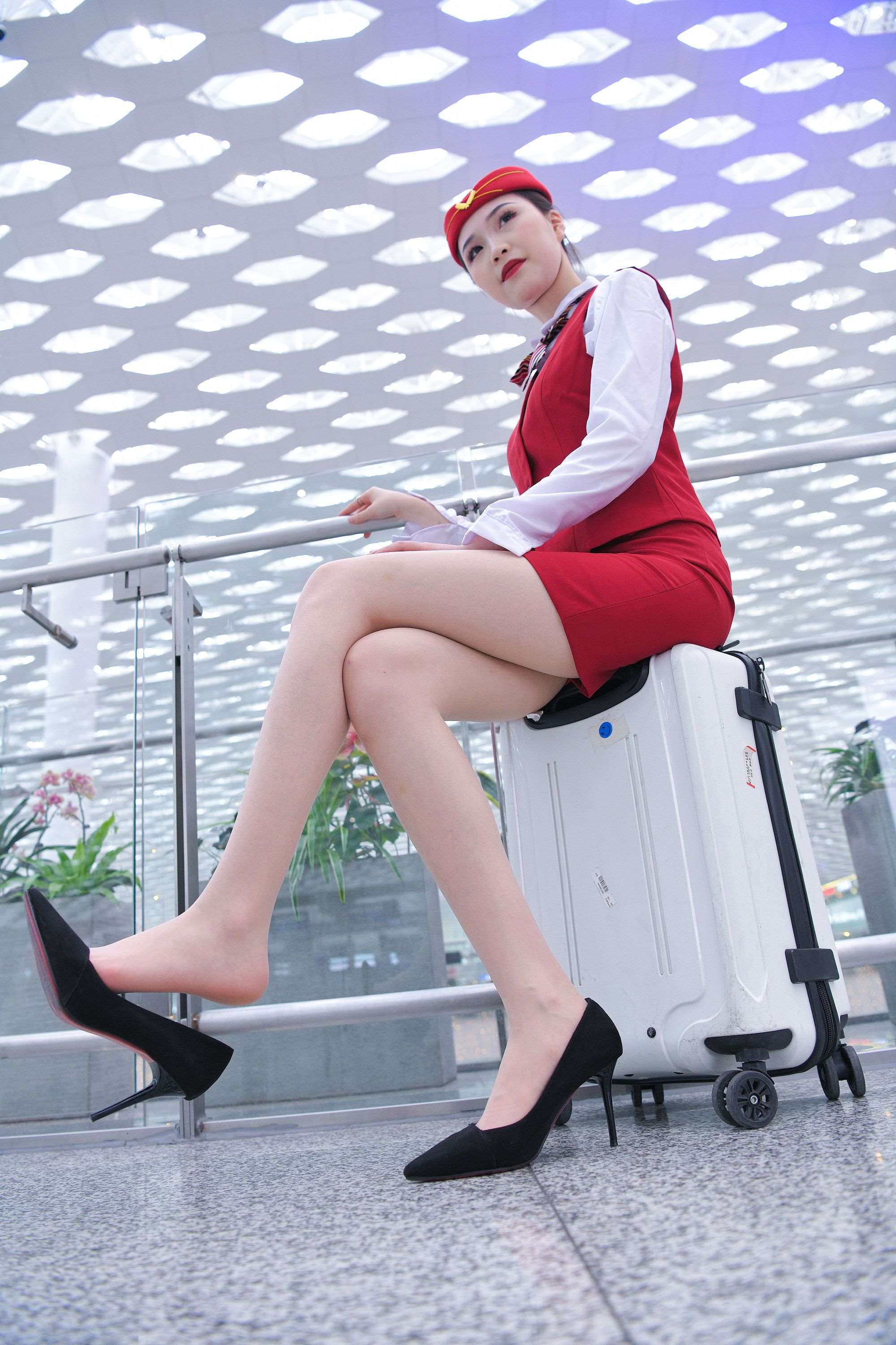 F46178cm空姐红色制服高跟