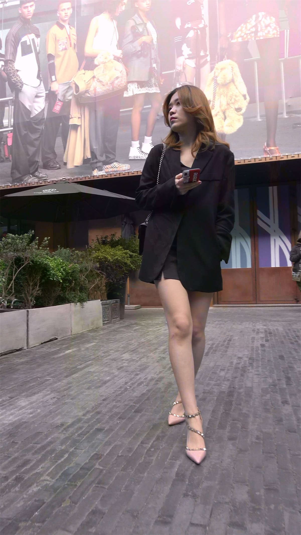 粉色网红高跟鞋美腿美女