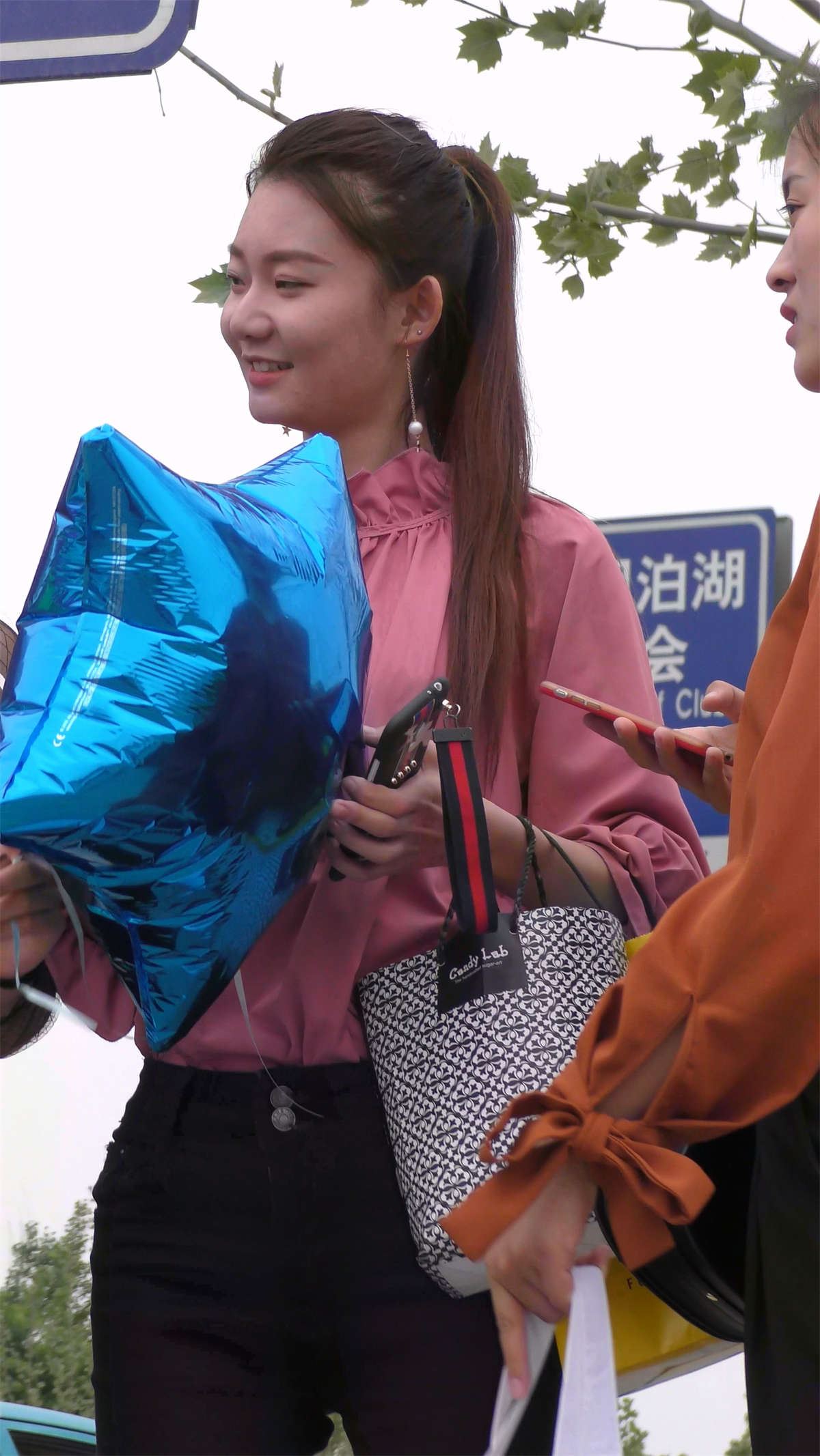 马尾辫粉衬衫紧身黑客清纯美女