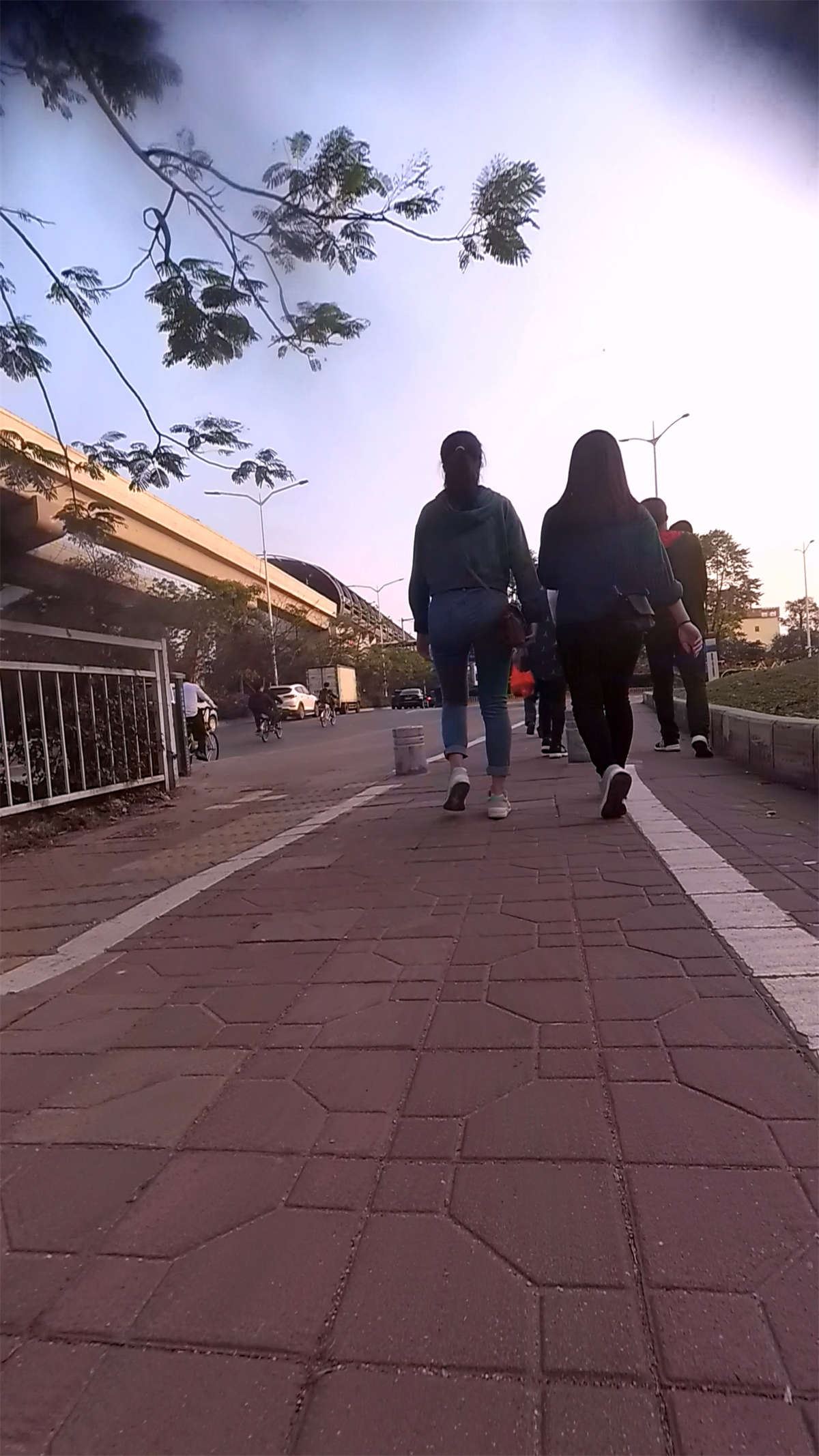 紧身蓝牛纯情马尾辫少女