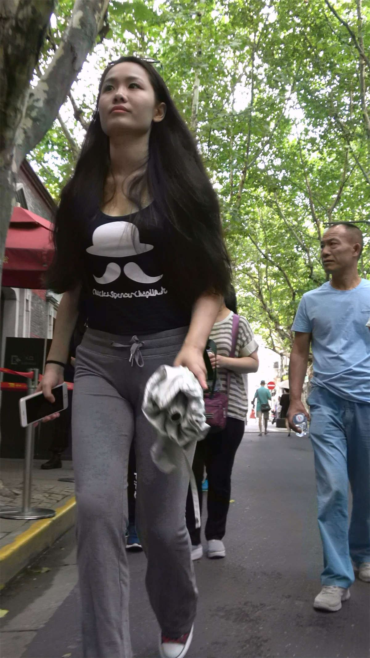 弹力裤紧身美三角美女