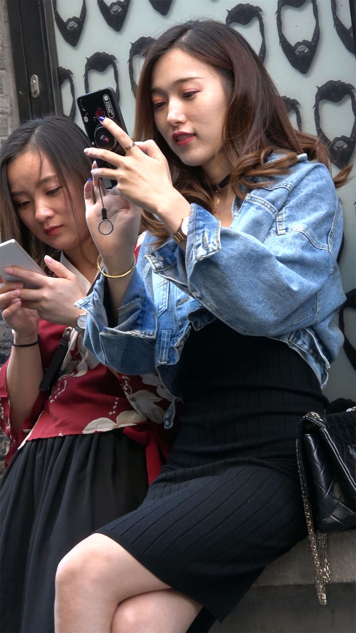 性感高跟鞋牛仔外套女神级美女