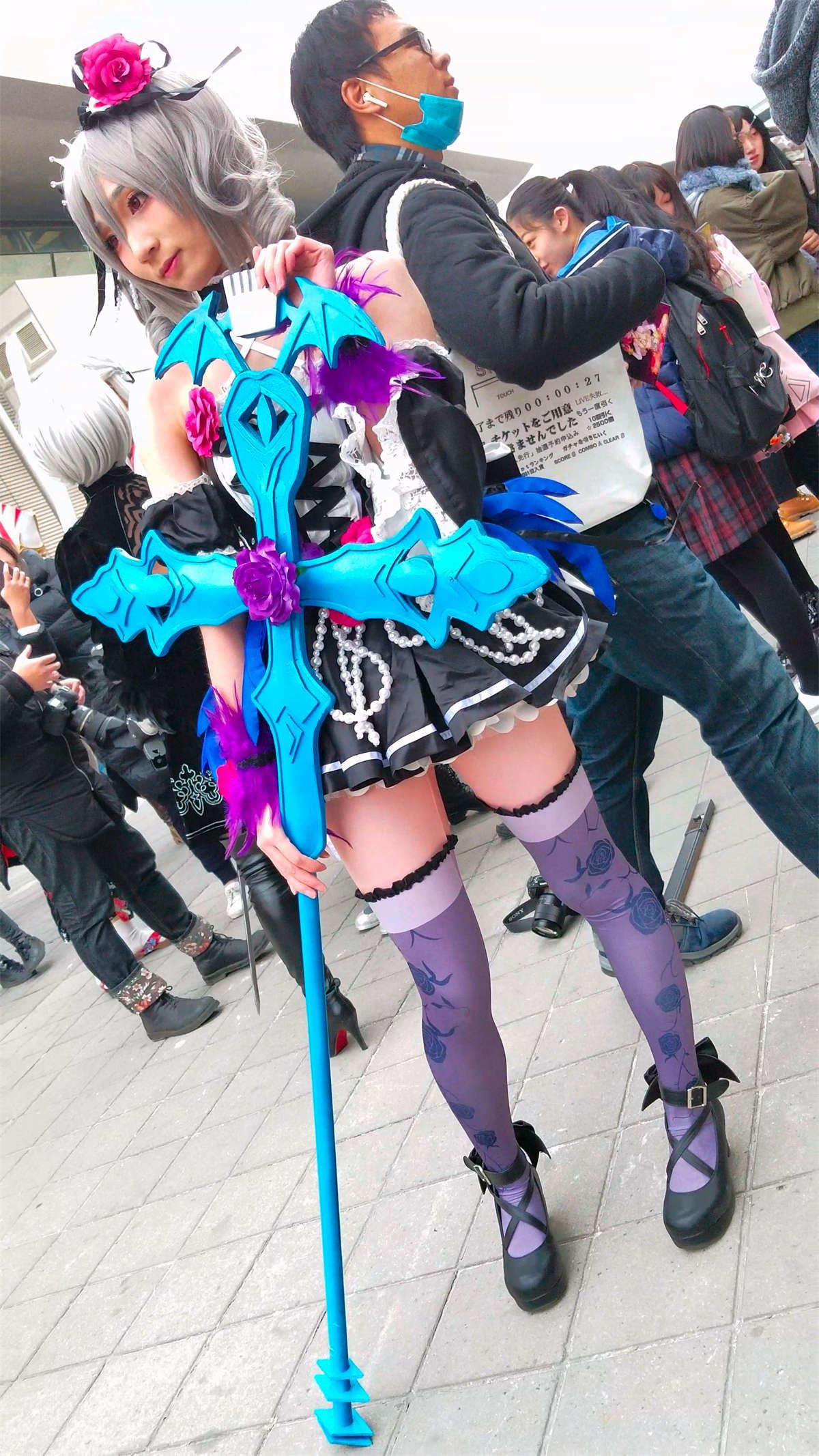 紫色丝袜cosplay的二次元美少女
