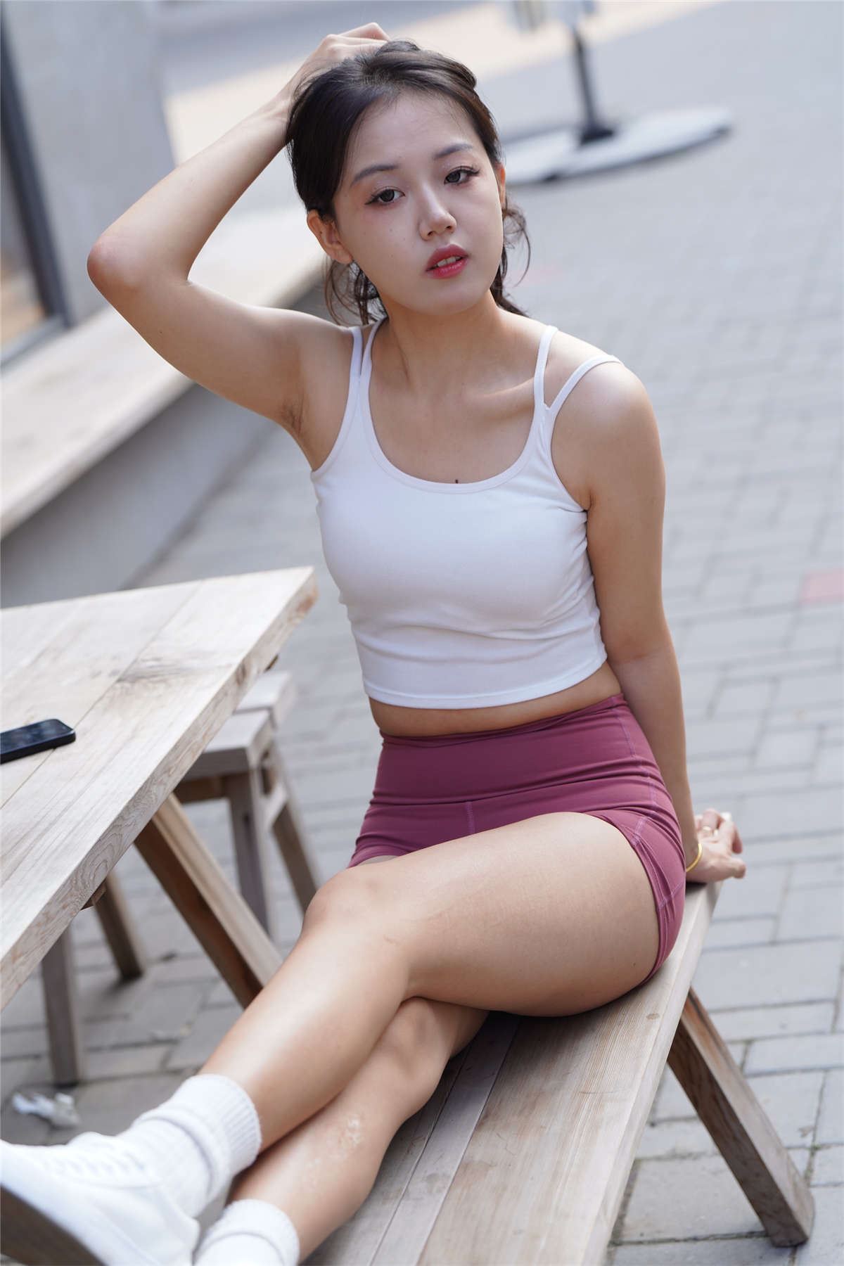 kaine模拍作品 红色瑜伽短裤美眉