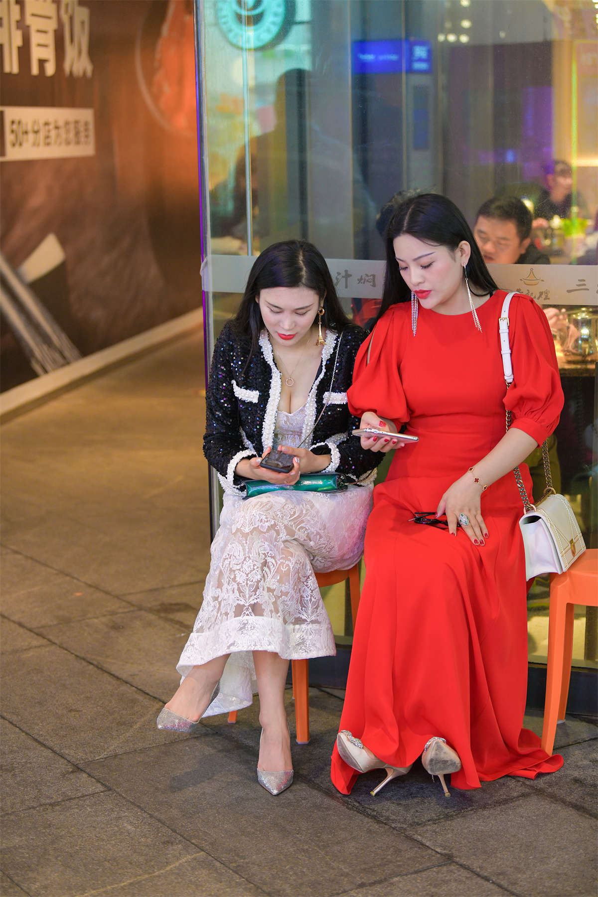 白色长裙白嫩凉高蕾丝美胸
