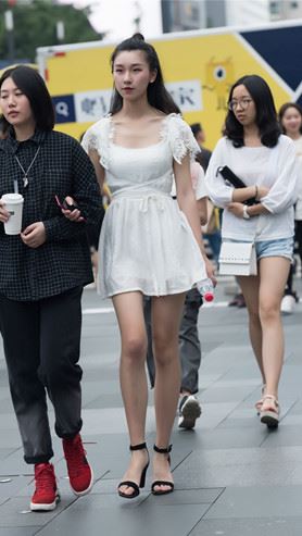 街拍白色连衣裙美女(25P)