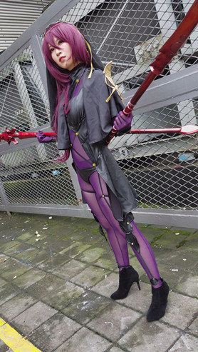 紫色连衣网袜cosplay美女