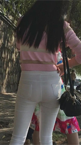 粉衣白裤内痕美