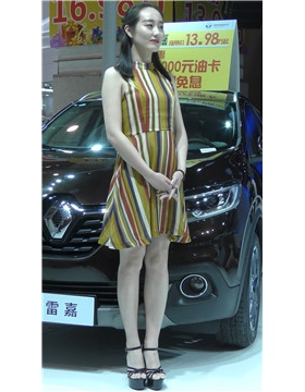 4k-条纹连衣裙知性模特美女