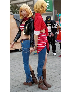 4K-两位破洞紧身牛仔裤cosplay美女小姐姐