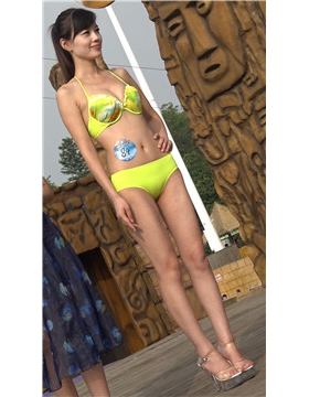 马尾辫比基尼泳装美女