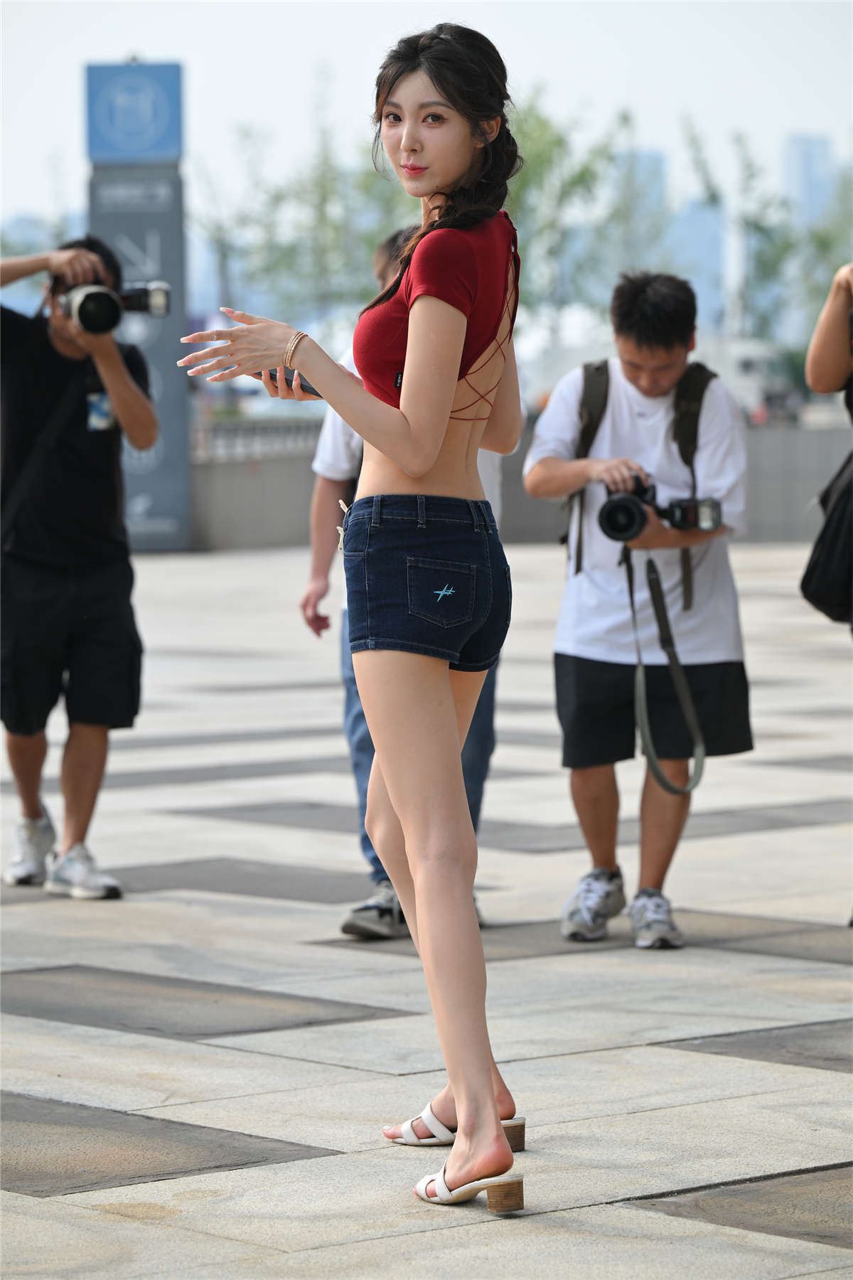 牛仔短裙小雪花