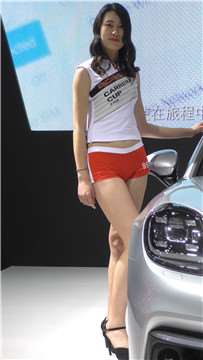 4k-超短紧身运动热裤车展美女靓模