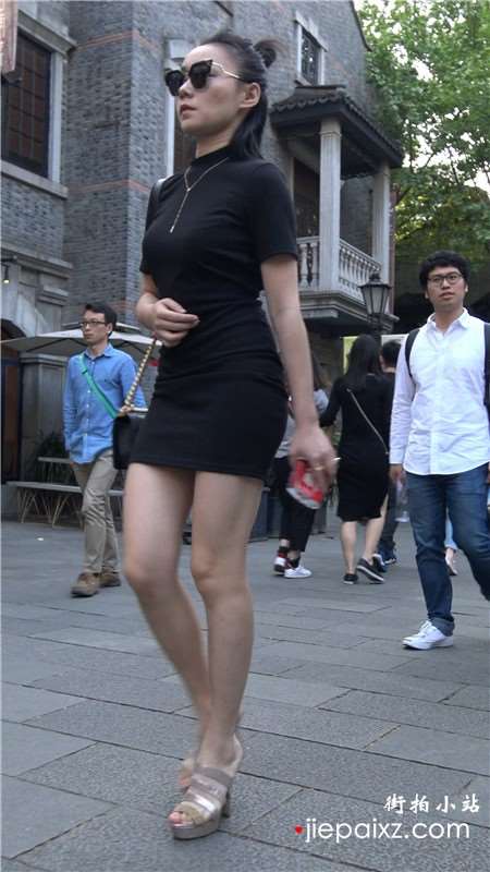 4k-黑色包臀裙墨镜高跟鞋性感街拍美女 [2.02 GB]
