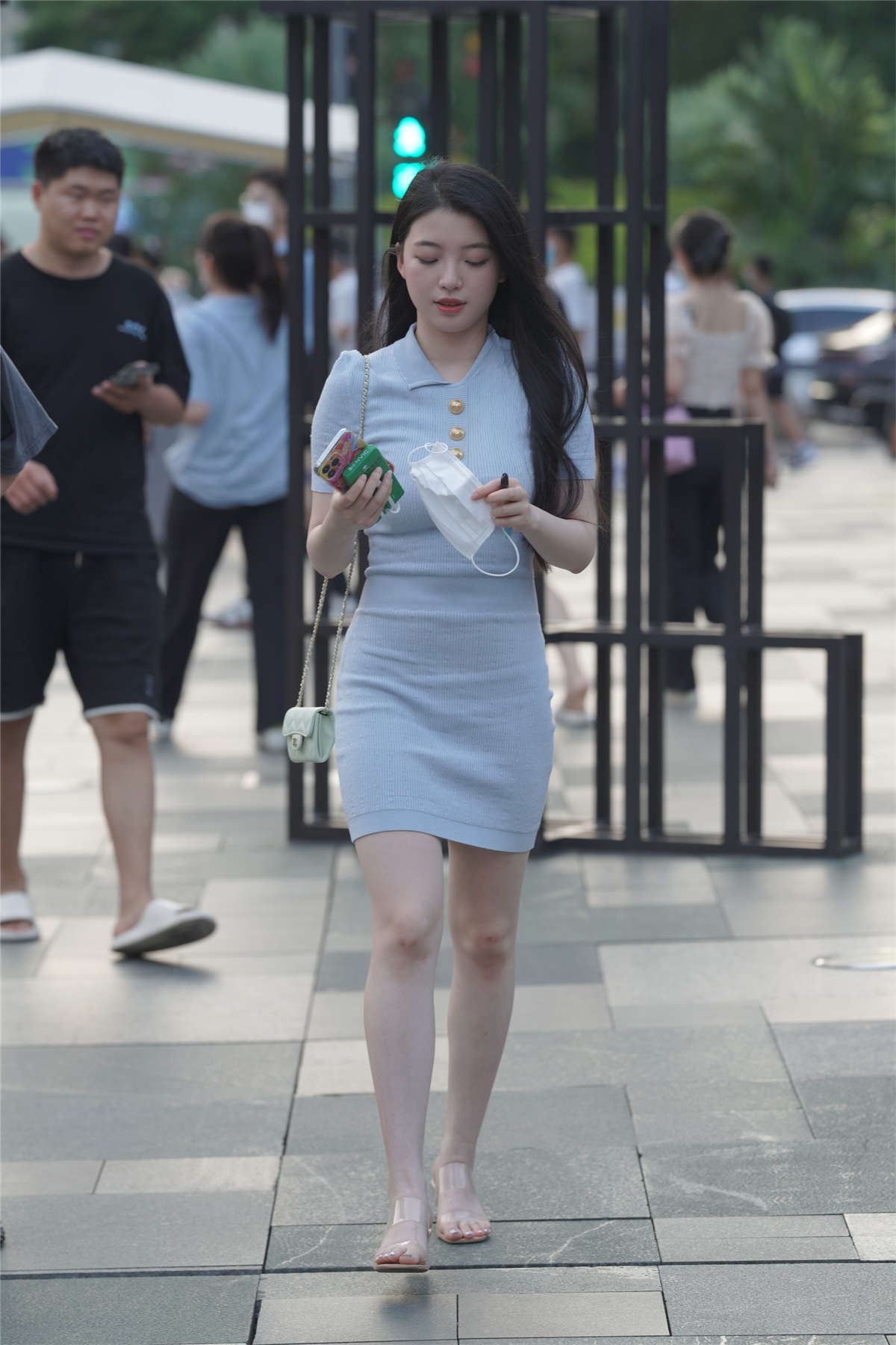 甜美蓝色针织裙