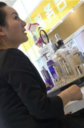 4k-性感OL制服化妆品销售亮丽的黑丝高跟美足