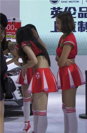 4k-车展靓丽红色短裙美女