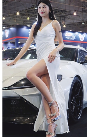 洁白长裙车模美女