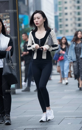 紧身黑裤美女