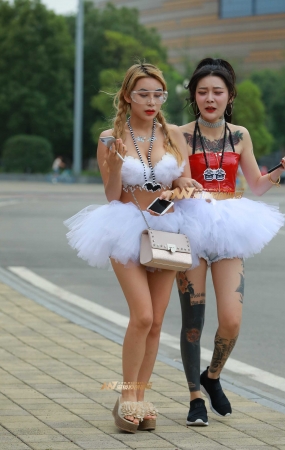 性感低胸，两个白天鹅