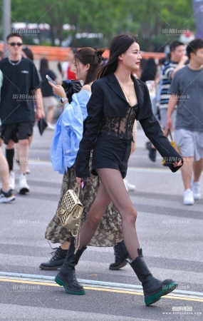 黑热裤黑色长筒袜大长腿 24-06-15-496