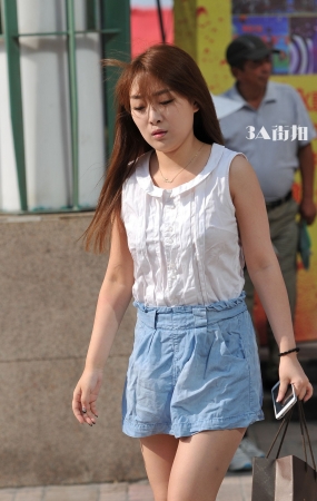 蓝色短裙 长发美女-12P