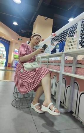 游乐场格子裙辣妈视频➕图
