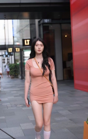 粉色紧身包臀裙中长袜 [205P-4.27GB]