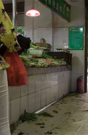 白裤少妇菜市场买菜