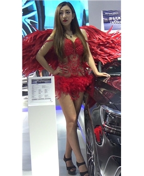 红色内衣性感美女车模