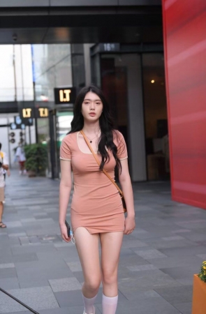 粉色紧身包臀裙中长袜 [205P-4.27GB]