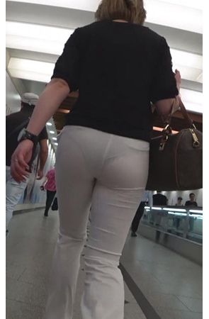 紧身白裤性感OL