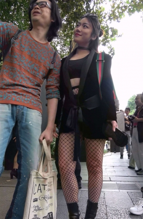 网袜美腿开朗美女笑容美丽