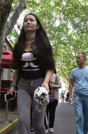 弹力裤紧身美三角美女