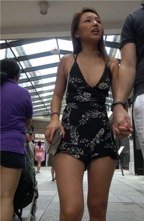 4K 低胸V领街拍美女