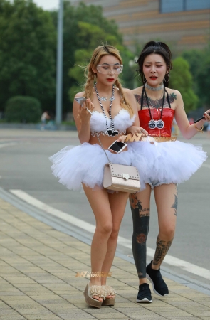 性感低胸，两个白天鹅