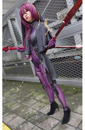 紫色连衣网袜cosplay美女