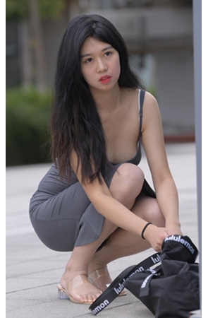 灰色连体包臀裙美女【套图+视频】