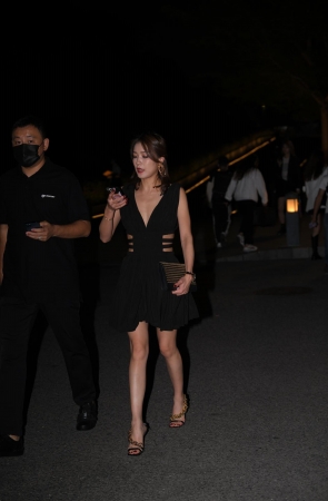 性感深V晚装裙美女