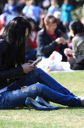 街拍蓝牛高挑MM