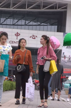 马尾辫粉衬衫紧身黑客清纯美女